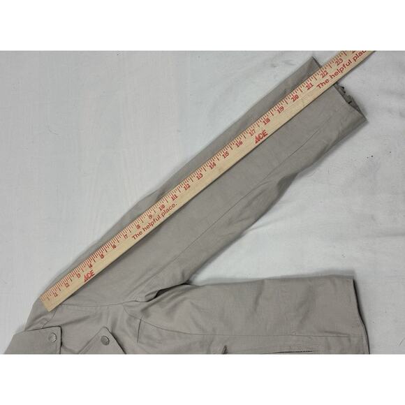 Tahari Women’s M Linen Tan Gray Moto Zip Up Jacket Utility Biker Western - Picture 6 of 8